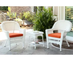White 3-Piece Cushioned Patio All-Weather Wicker Chat Set -Chic Furniture Store 810478397 1
