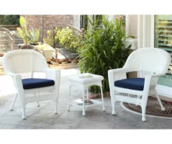 White 3-Piece Cushioned Patio All-Weather Wicker Chat Set -Chic Furniture Store 810478398 1