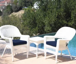 White 3-Piece Cushioned Patio All-Weather Wicker Chat Set -Chic Furniture Store 810478398
