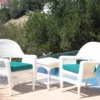 White 3-Piece Cushioned Patio All-Weather Wicker Chat Set -Chic Furniture Store 810478403