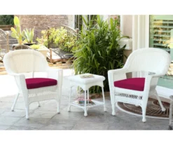 White 3-Piece Cushioned Patio All-Weather Wicker Chat Set -Chic Furniture Store 810478405 1