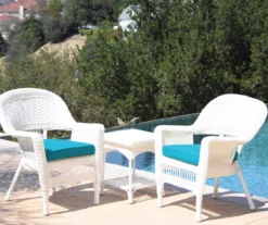 White 3-Piece Cushioned Patio All-Weather Wicker Chat Set -Chic Furniture Store 810478406