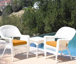 White 3-Piece Cushioned Patio All-Weather Wicker Chat Set -Chic Furniture Store 810478407
