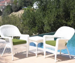 White 3-Piece Cushioned Patio All-Weather Wicker Chat Set -Chic Furniture Store 810478409
