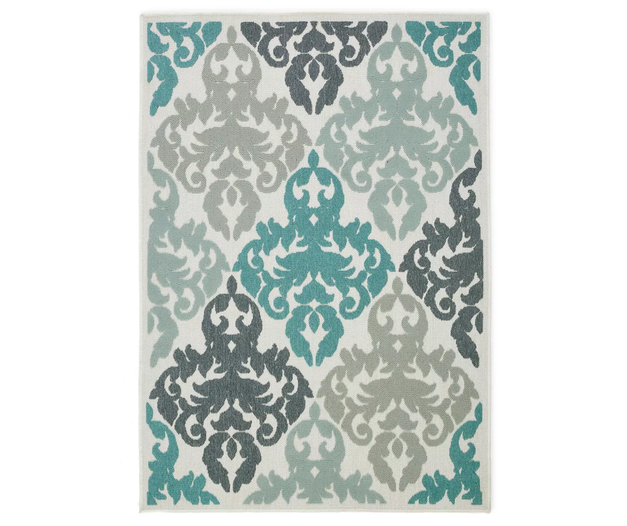 Broyhill Eastlake Teal & Gray Damask Outdoor Area Rug 3 Broyhill Eastlake Teal & Gray Damask Outdoor Area Rug