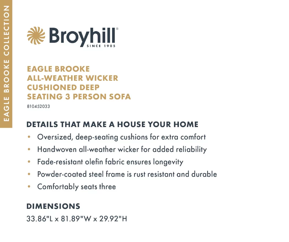 Broyhill Eagle Brooke All-Weather Wicker Cushioned Patio Sofa 17 Broyhill Eagle Brooke All-Weather Wicker Cushioned Patio Sofa - Image 15