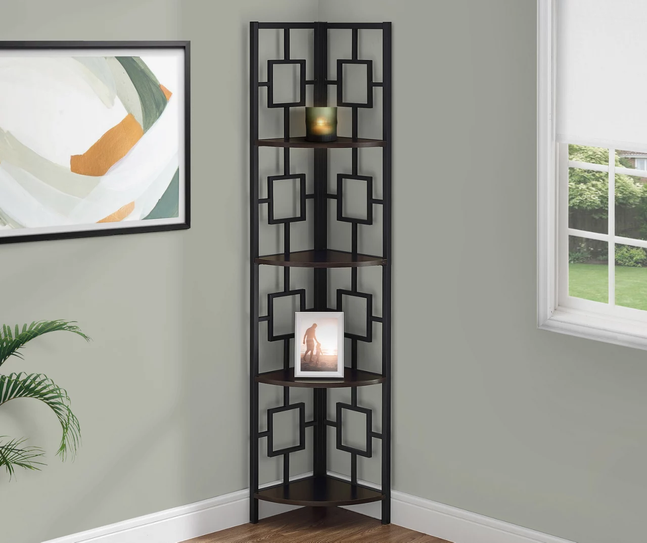 Espresso Square 4-Shelf Corner Bookcase 4 Espresso Square 4-Shelf Corner Bookcase - Image 2