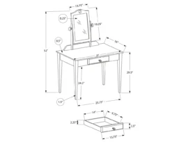 Pink Vanity Table With Mirror 9 Pink Vanity Table With Mirror -Chic Furniture Store 810512906 3