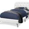 White Tufted Faux Leather Twin Upholstered Platform Bed 2 White Tufted Faux Leather Twin Upholstered Platform Bed -Chic Furniture Store 810512926 2