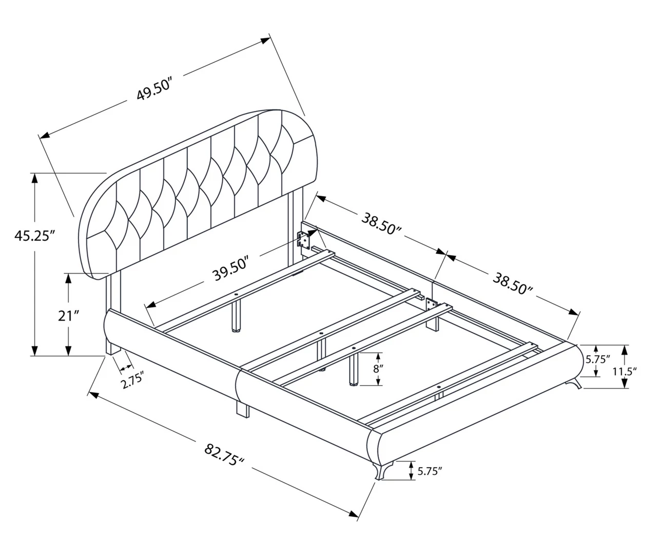 White Tufted Faux Leather Twin Upholstered Platform Bed 5 White Tufted Faux Leather Twin Upholstered Platform Bed - Image 3