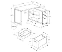 Gray Reversible L-Shaped Corner Desk 9 Gray Reversible L-Shaped Corner Desk -Chic Furniture Store 810512938 3
