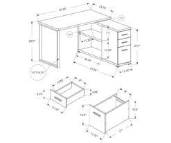 White Reversible L-Shaped Corner Desk -Chic Furniture Store 810512940 3