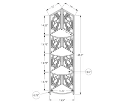 Monarch Geometric 4-Shelf Corner Bookcase -Chic Furniture Store 810512945 3