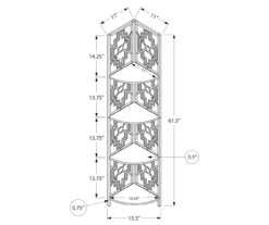 Monarch Geometric 4-Shelf Corner Bookcase -Chic Furniture Store 810512946 3