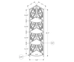 Monarch Geometric 4-Shelf Corner Bookcase -Chic Furniture Store 810512947 3