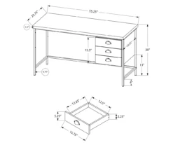 Monarch Reclaimed 3-Drawer Computer Desk -Chic Furniture Store 810512957 10