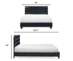 Black Hudson Queen Leather Upholstered Bed -Chic Furniture Store 810513493 6