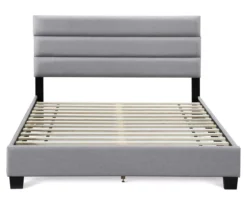 Gray Hudson Queen Upholstered Linen Fabric Bed -Chic Furniture Store 810513495 10