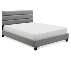 Gray Hudson Queen Upholstered Linen Fabric Bed -Chic Furniture Store 810513495 2