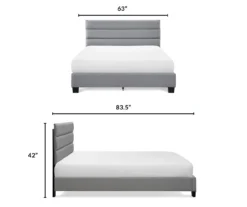 Gray Hudson Queen Upholstered Linen Fabric Bed -Chic Furniture Store 810513495 6