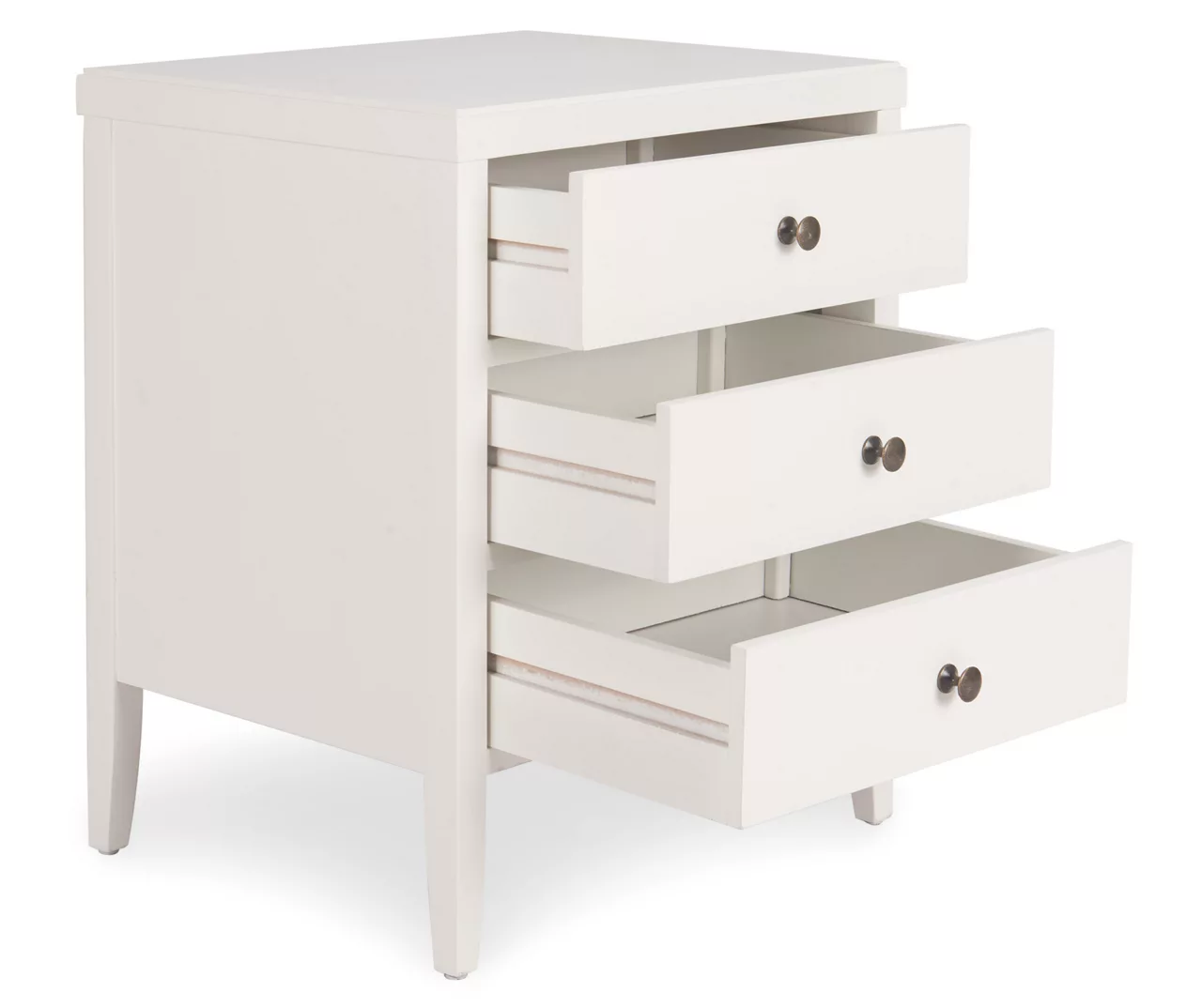 White Finley Wood 3-Drawer Nightstand 5 White Finley Wood 3-Drawer Nightstand - Image 3
