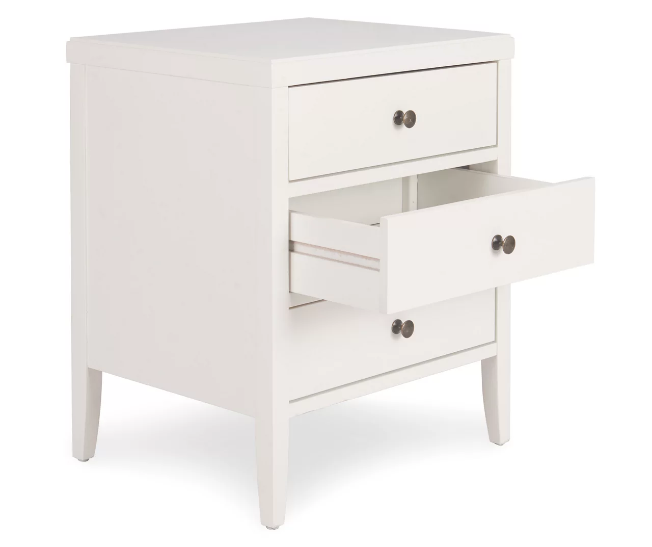 White Finley Wood 3-Drawer Nightstand 6 White Finley Wood 3-Drawer Nightstand - Image 4