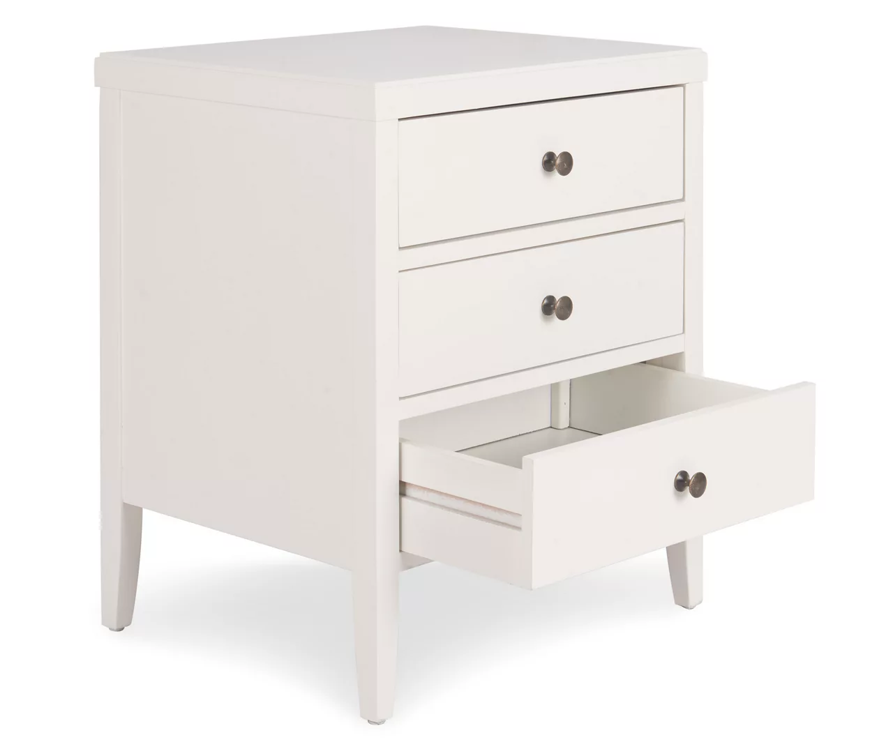 White Finley Wood 3-Drawer Nightstand 7 White Finley Wood 3-Drawer Nightstand - Image 5
