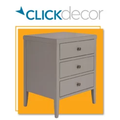Gray Finley Wood 3-Drawer Nightstand -Chic Furniture Store 810513522