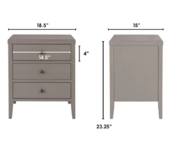 Gray Finley Wood 3-Drawer Nightstand -Chic Furniture Store 810513522 7