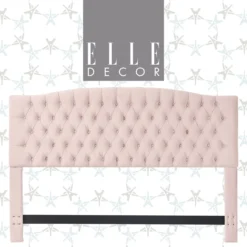 French Blush Pink Celeste Upholstered King Headboard 13 French Blush Pink Celeste Upholstered King Headboard -Chic Furniture Store 810513528