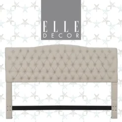 Beige Celeste Upholstered Linen King Headboard -Chic Furniture Store 810513532