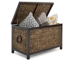 Rustic Black Wicker Storage Trunk -Chic Furniture Store 810513555 5