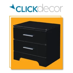 Black Hudson 2-Drawer Wood Nightstand -Chic Furniture Store 810513557
