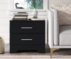Black Hudson 2-Drawer Wood Nightstand -Chic Furniture Store 810513557 3