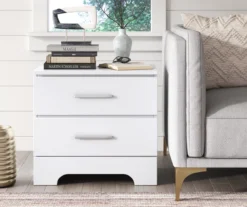 White Hudson 2-Drawer Wood Nightstand -Chic Furniture Store 810513558 3
