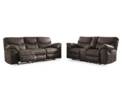 Boxberg Teak Faux Leather Reclining Sofa -Chic Furniture Store 810519659 810519658