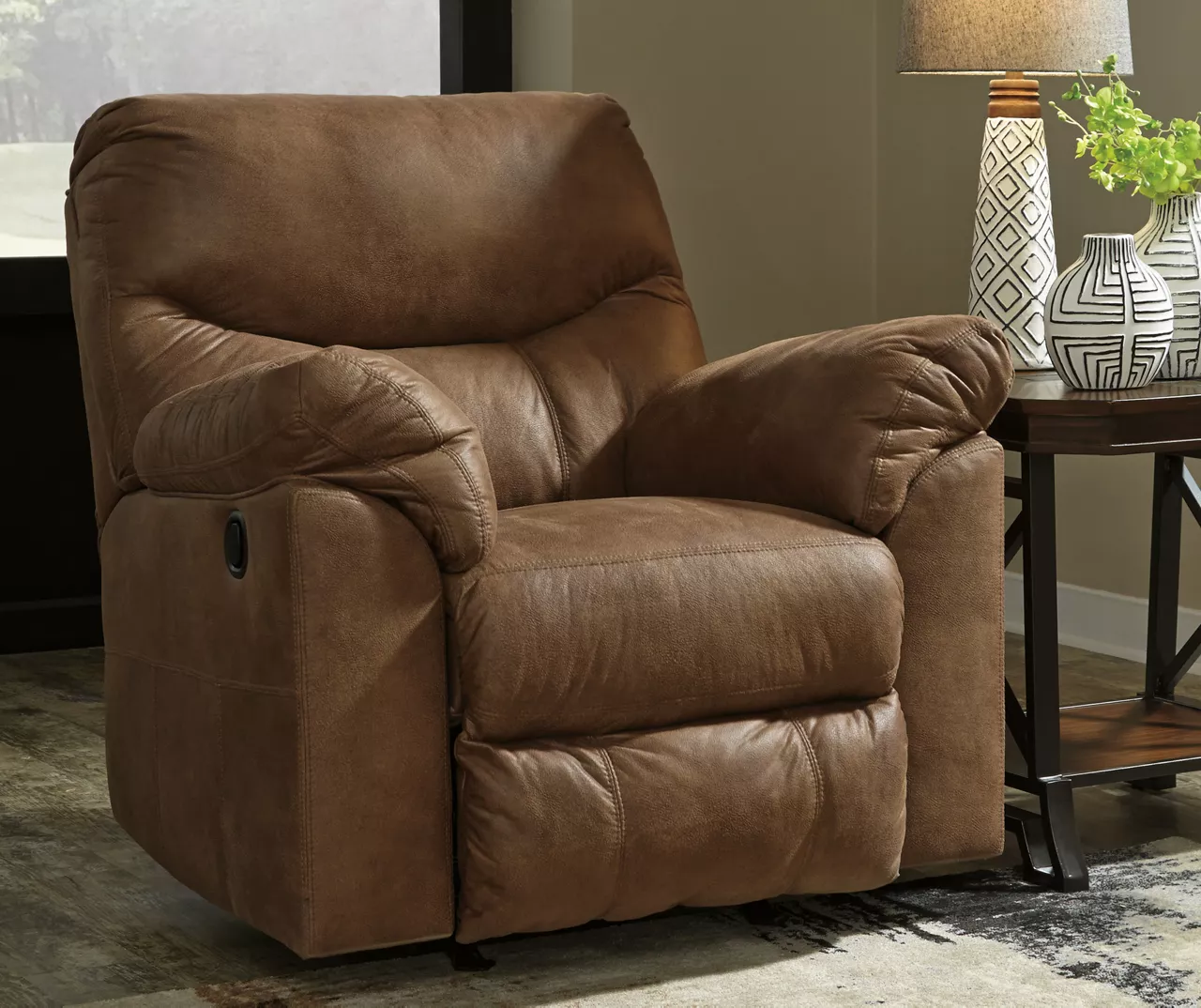 Boxberg Bark Faux Leather Rocker Recliner 4 Boxberg Bark Faux Leather Rocker Recliner - Image 2