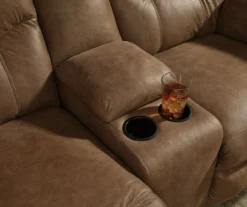 Boxberg Bark Faux Leather Reclining Console Loveseat 10 Boxberg Bark Faux Leather Reclining Console Loveseat -Chic Furniture Store 810519667 3