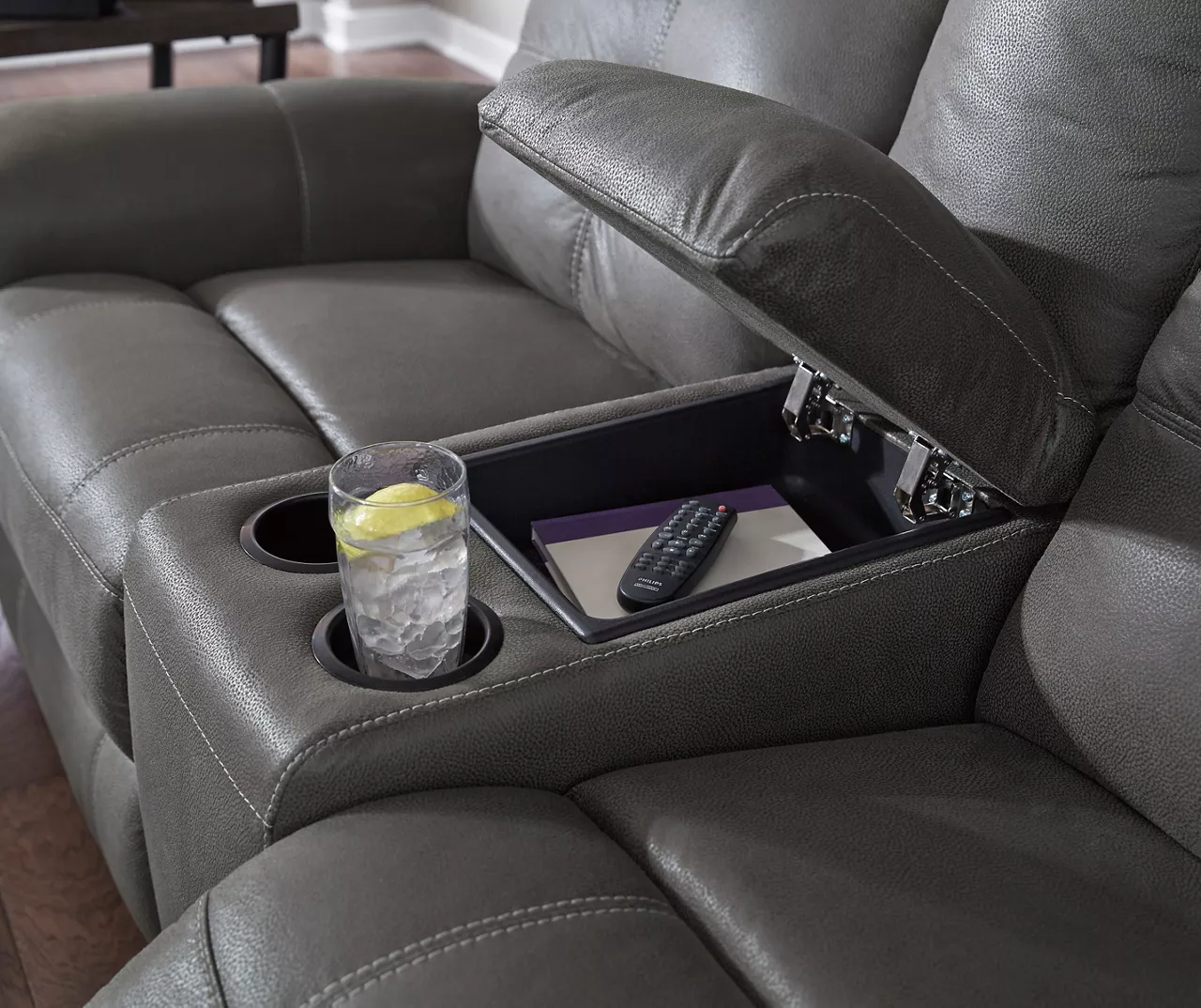 Jesolo Gray Reclining Console Loveseat 8 Jesolo Gray Reclining Console Loveseat - Image 6