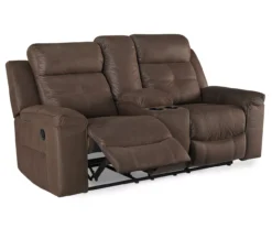 Jesolo Coffee Brown Reclining Console Loveseat -Chic Furniture Store 810519673 1