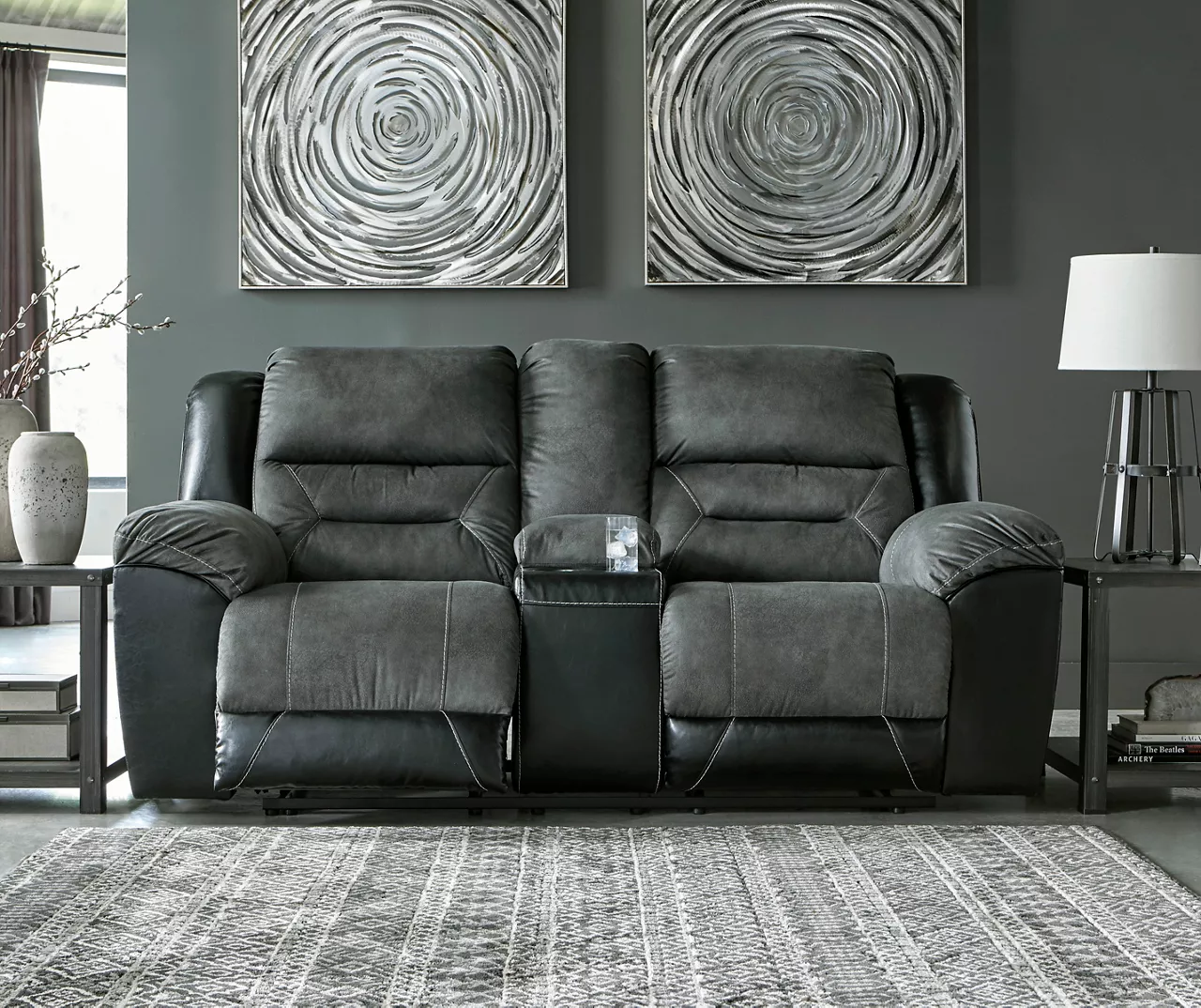 Earhart Faux Leather Reclining Console Loveseat 7 Earhart Faux Leather Reclining Console Loveseat - Image 5