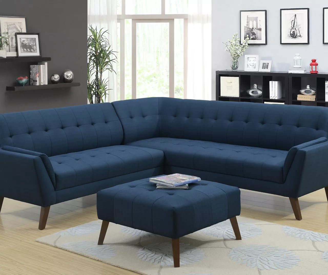 Jasper Navy Peacock Square Ottoman 4 Jasper Navy Peacock Square Ottoman - Image 2