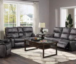 New Albany Dark Graphite Leather Look Micro Suede Swivel Reclining Glider -Chic Furniture Store 810519941 10