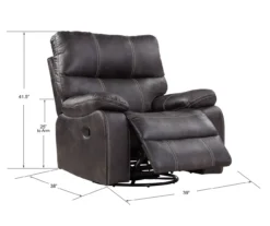 New Albany Dark Graphite Leather Look Micro Suede Swivel Reclining Glider -Chic Furniture Store 810519941 4