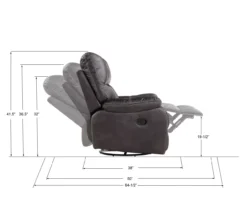New Albany Dark Graphite Leather Look Micro Suede Swivel Reclining Glider -Chic Furniture Store 810519941 5