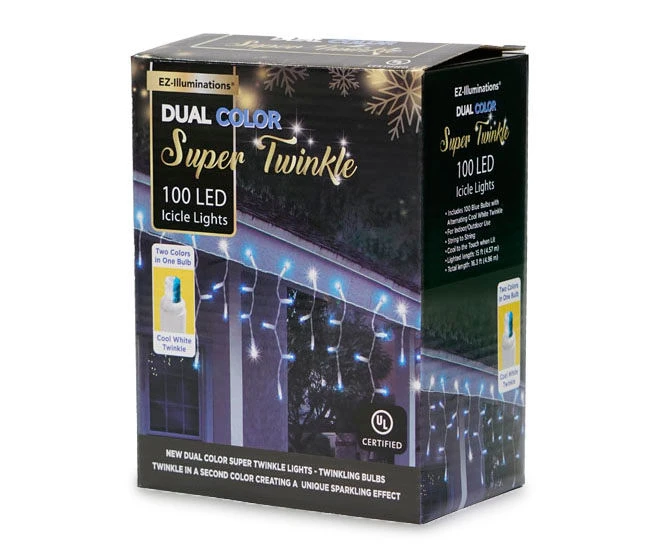 Super Twinkle Dual Color LED Icicle Light Set With White Wire, 100-Lights 6 Super Twinkle Dual Color LED Icicle Light Set With White Wire, 100-Lights - Image 4