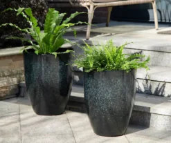 13.75" Green Speckle Glaze Plastic Planters, 2-Pack -Chic Furniture Store 810525064 7