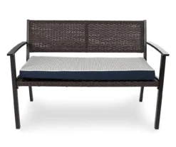 Navy Blue Tick Stripe Reversible Deluxe Outdoor Bench Cushion -Chic Furniture Store 810525197 2