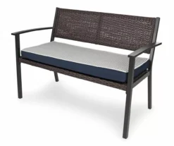 Navy Blue Tick Stripe Reversible Deluxe Outdoor Bench Cushion -Chic Furniture Store 810525197 3
