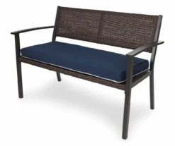 Navy Blue Tick Stripe Reversible Deluxe Outdoor Bench Cushion -Chic Furniture Store 810525197 4